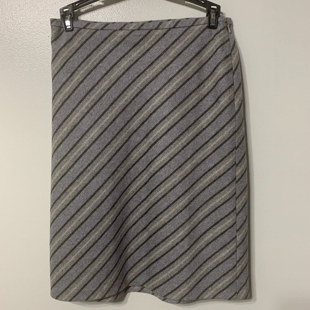 ANN TAYLOR Wool Blend Grey Striped Pencil Skirt Size 0P
